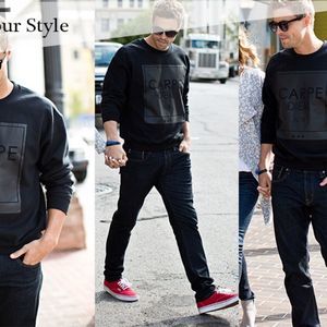 Mens Crew Neck Carpe Diem Long Sleeve Sweat Shirt Blue Size XXL